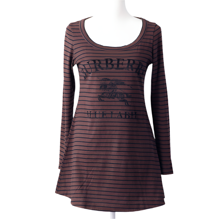 burberry vintage striped mini dress in dark chocolate brown