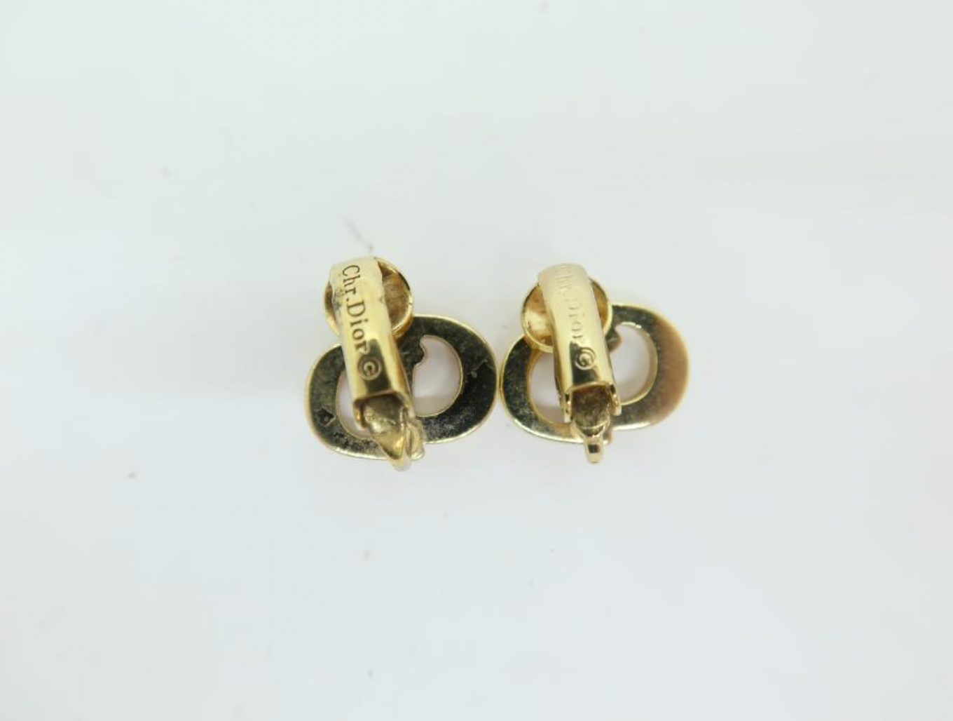 dior gold-tone logo clip on earrings