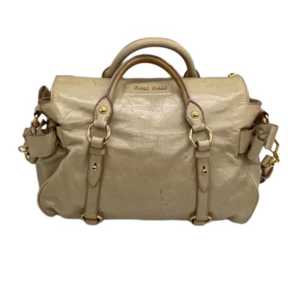 miu miu beige vitello vintage bow bag