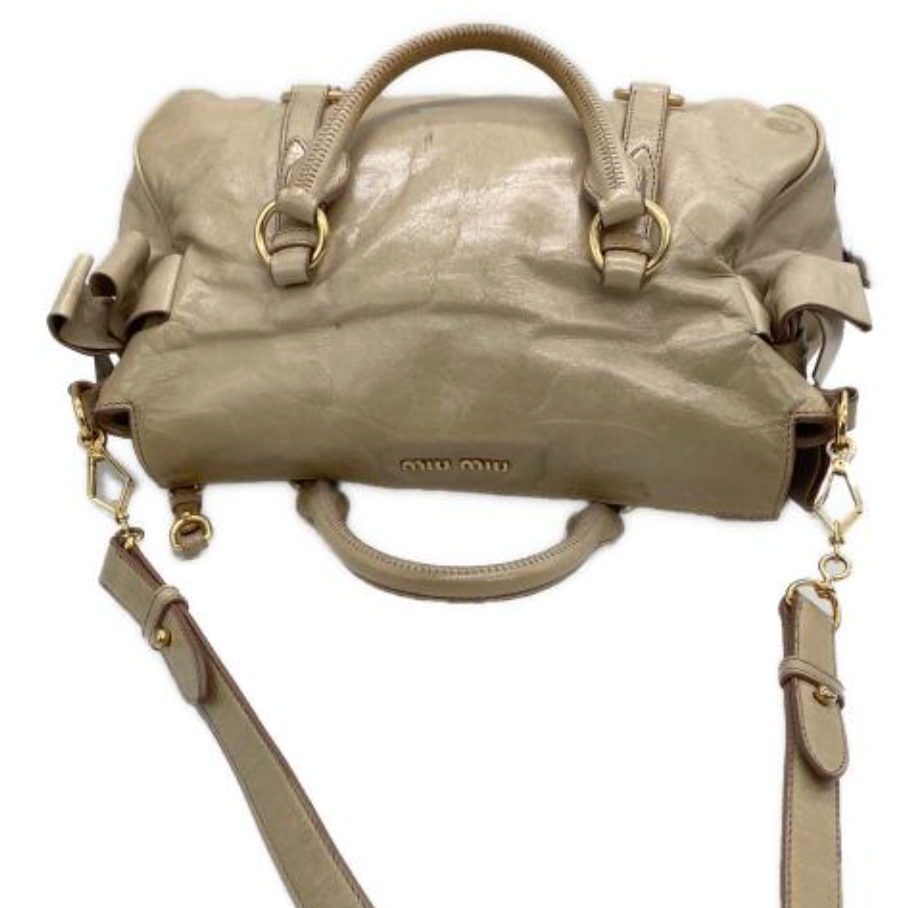 miu miu beige vitello vintage bow bag