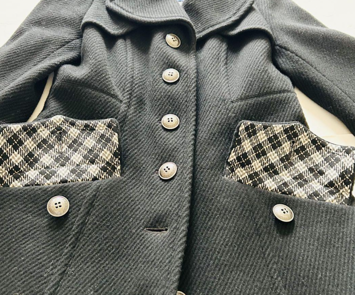 burberry blue label pleated flirty dress coat