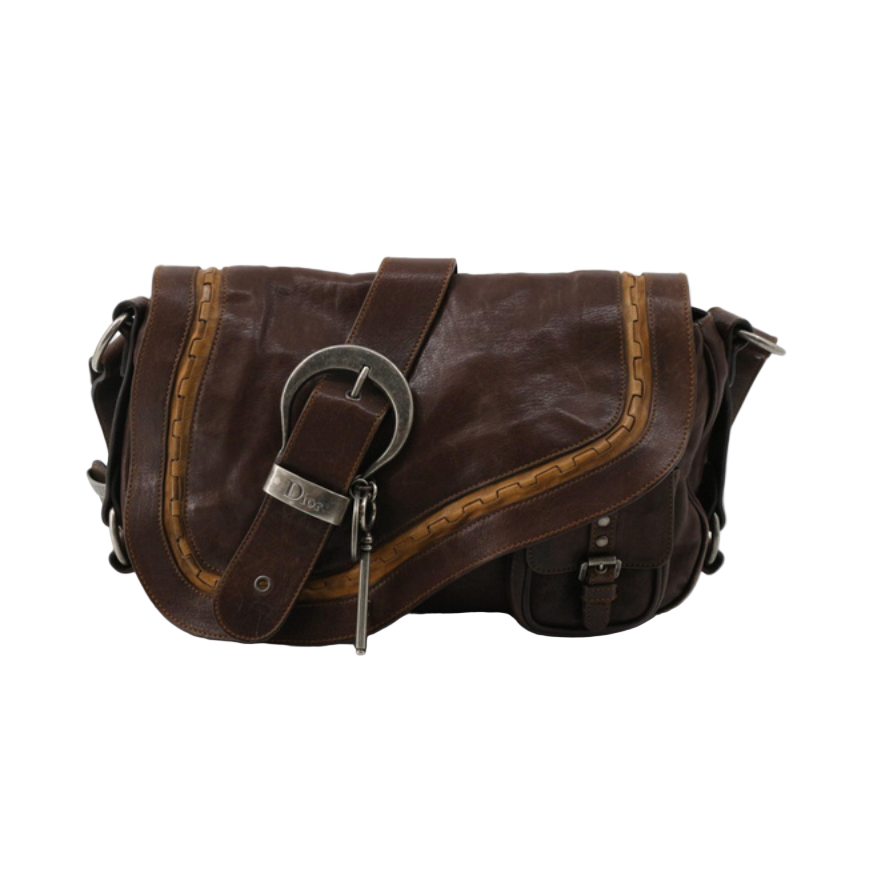 christian dior chocolate brown gaucho bag
