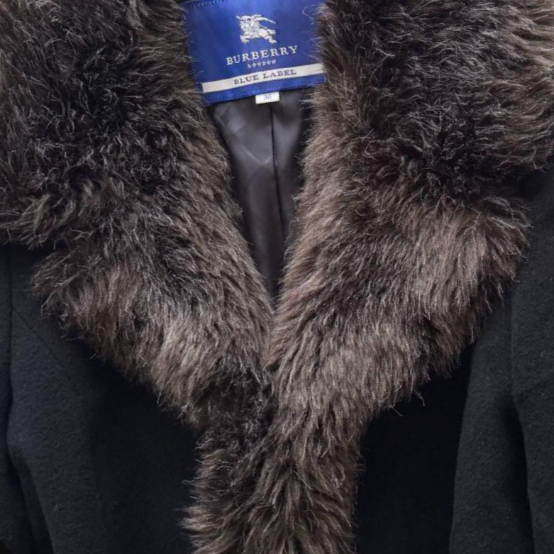 burberry blue label iconic belted fur coat