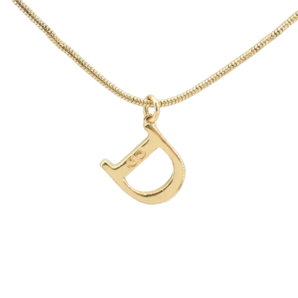 christian dior vintage “d” logo necklace