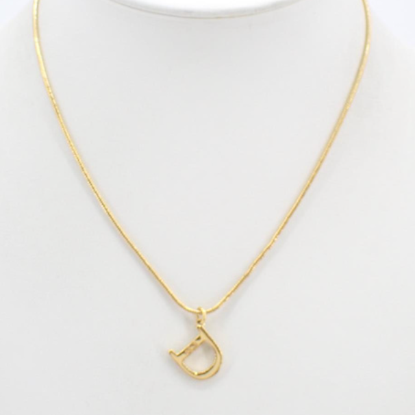 christian dior vintage “d” logo necklace