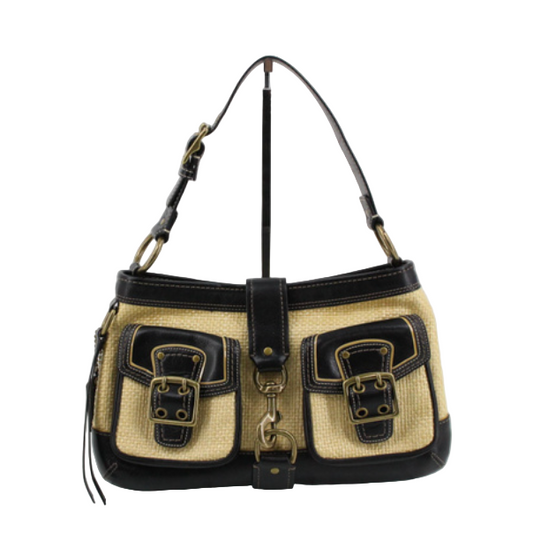 coach legacy raffia shoulder bag