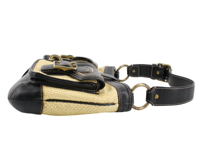 coach legacy raffia shoulder bag