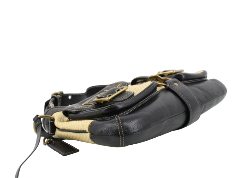 coach legacy raffia shoulder bag