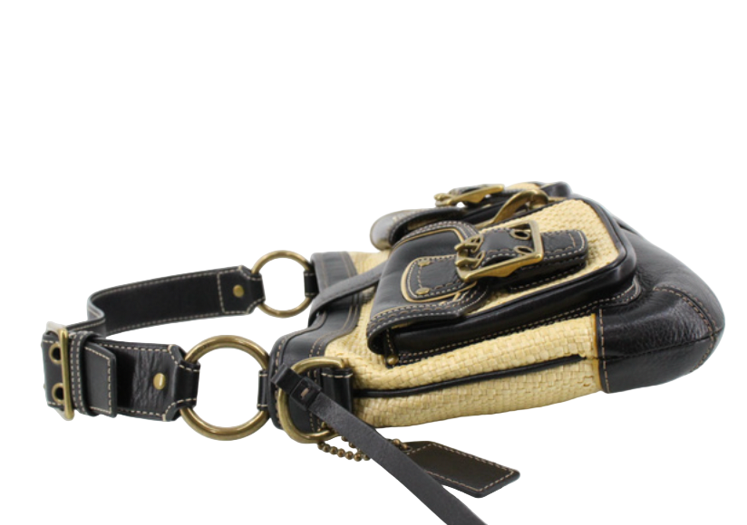 coach legacy raffia shoulder bag