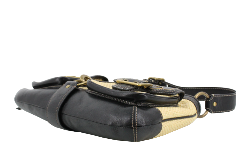 coach legacy raffia shoulder bag