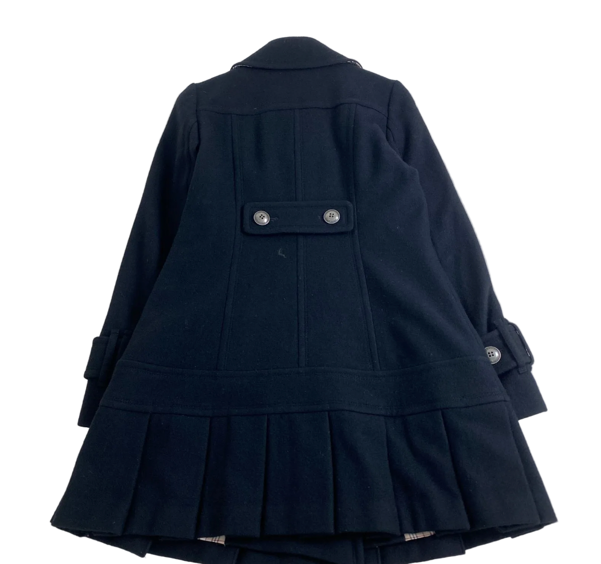 burberry blue label black wool flirty pleated coat