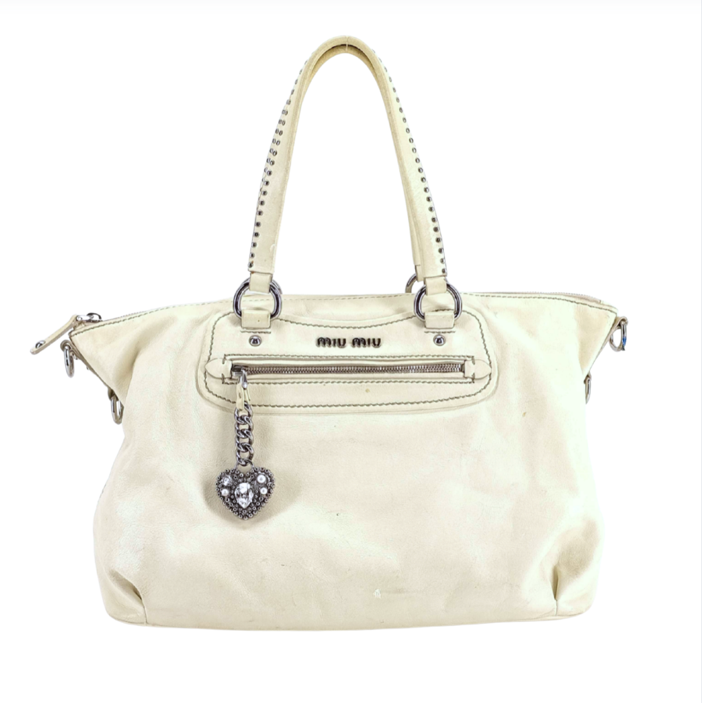 Miu Miu Vintage Heart Charm Ivory Bag