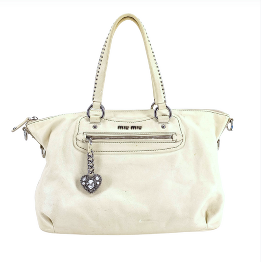 Miu Miu Vintage Heart Charm Ivory Bag