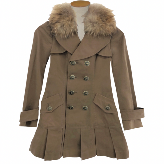 burberry blue label brown pleated flirty dress coat
