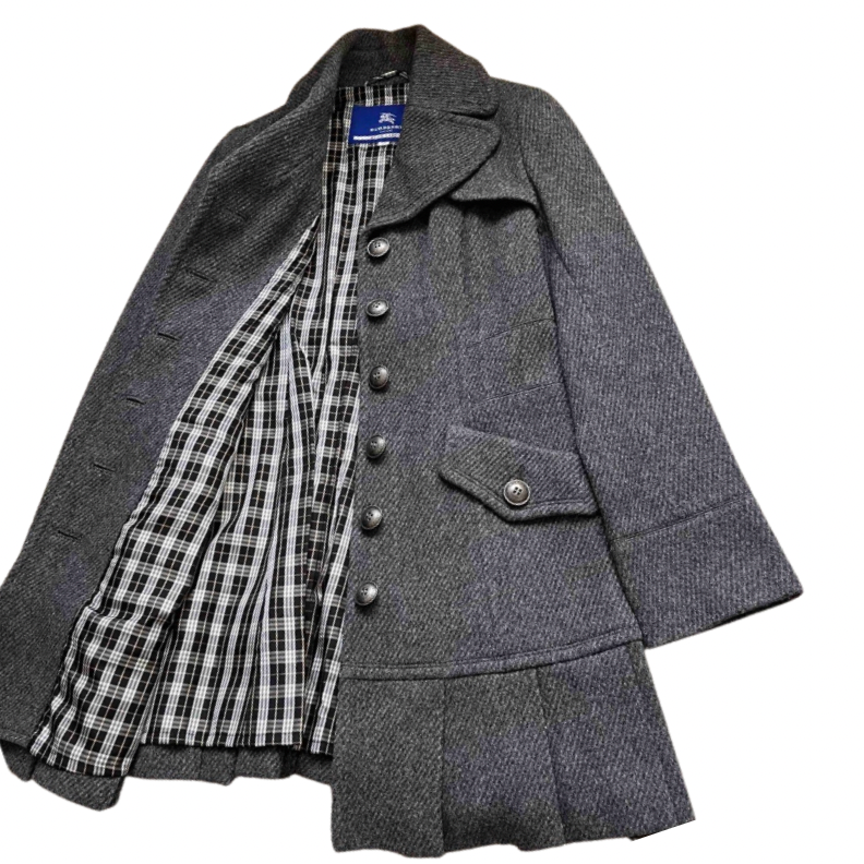 burberry grey pleated flirty dress coat (36)