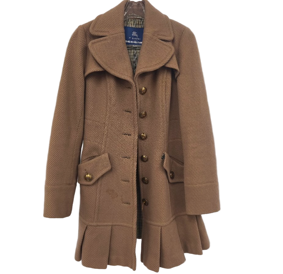 burberry blue label beige pleated flirty dress coat (36)