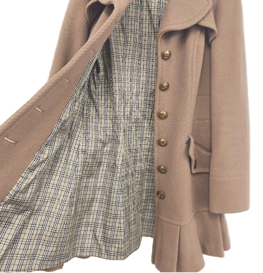 burberry blue label beige pleated flirty dress coat (36)