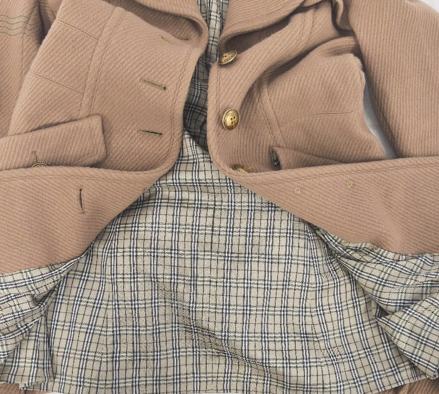 burberry blue label beige pleated flirty dress coat (36)