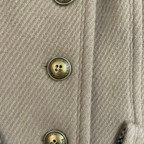 pre-loved burberry blue label beige pleated flirty dress coat