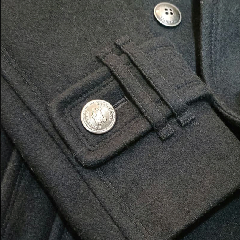 burberry blue label vintage black pleated flirty coat (size 38, small)