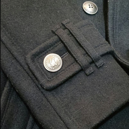 burberry blue label vintage black pleated flirty coat (size 38, small)