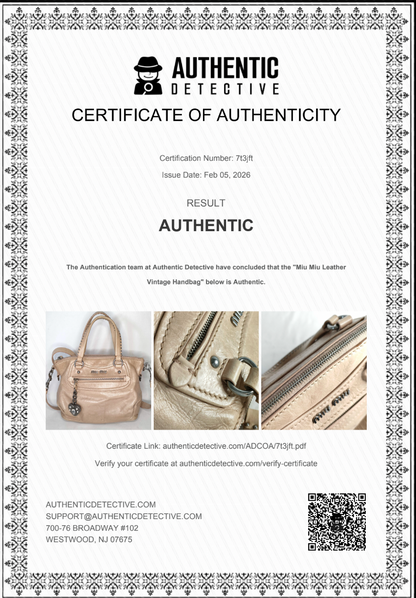 Certificate of Authenticity for a handbag with decorative border and product images.