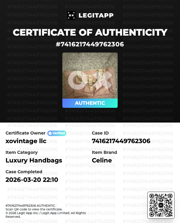 Certificate of Authenticity for a Celine handbag with LEGITAPP branding.