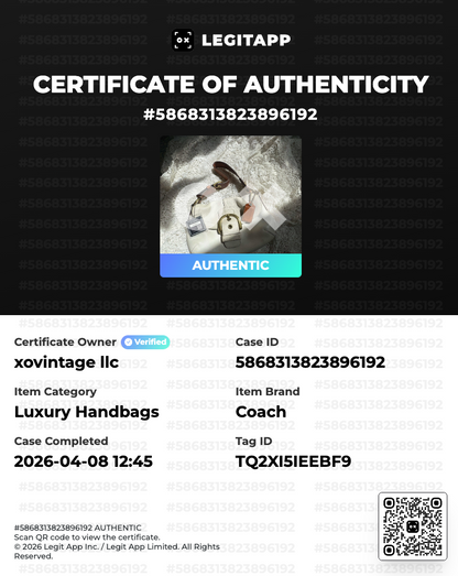 Certificate of Authenticity for a luxury handbag with branding and verification details.