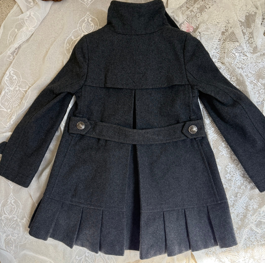xovintage burberry blue label vintage pleated flirty dress coat IN DARK GREY (S, 38) - Overcoats