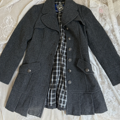 burberry blue label vintage grey cutesy pleated flirty dress coat (38, S) - Clothing