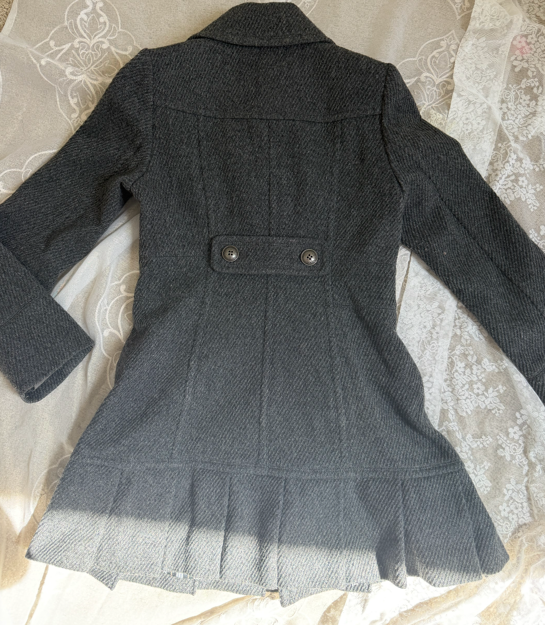 burberry blue label vintage grey cutesy pleated flirty dress coat (38, S) - Clothing