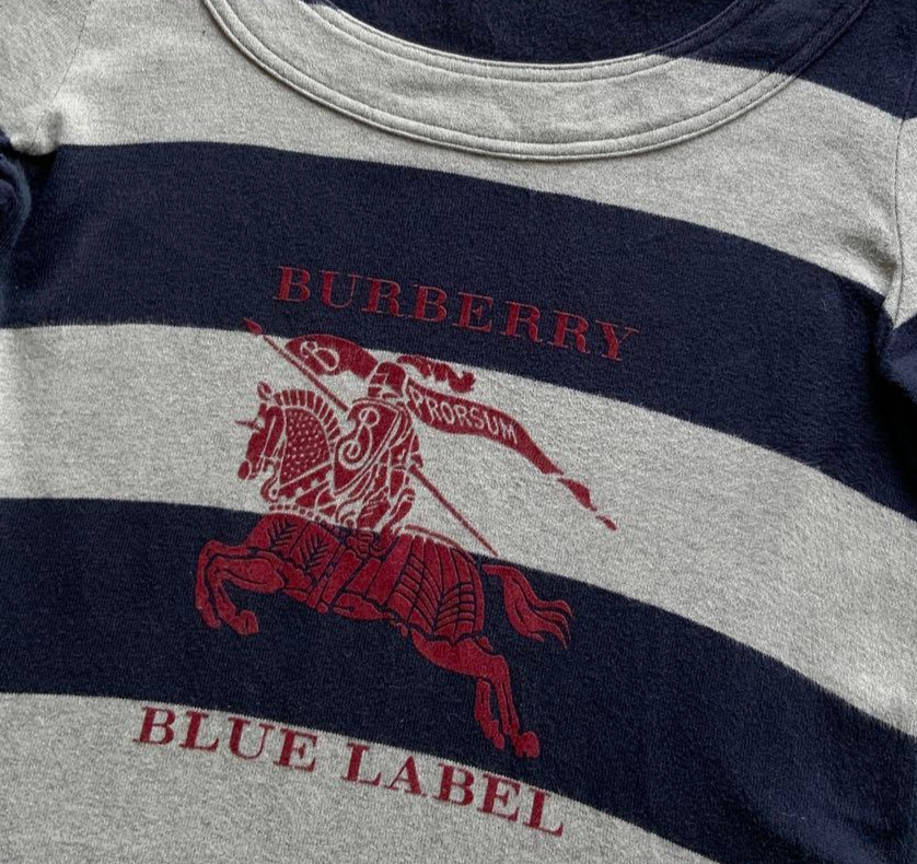 xovintage burberry blue label striped grey vintage mini dress (38, SMALL) - Clothing