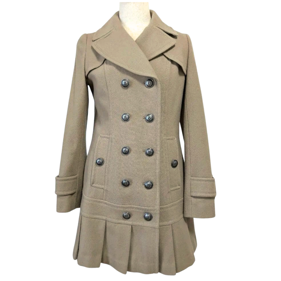 burberry blue label beige pleated flirty dress coat (38)