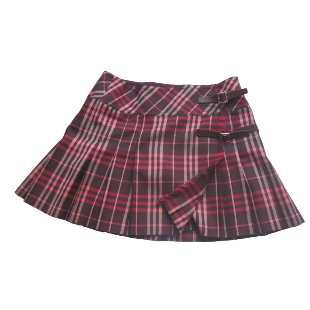 burberry blue label iconic vintage mini skirt in burgundy