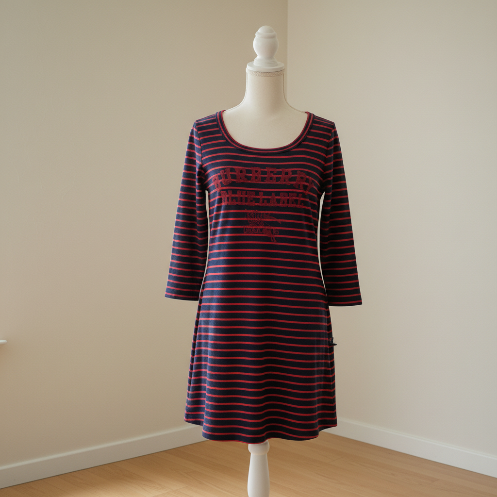 burberry blue label navy x red vintage striped mini dress