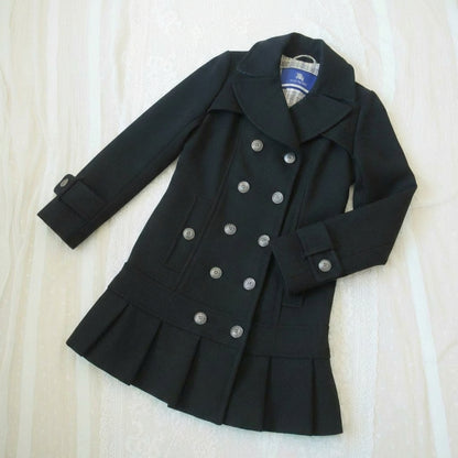 burberry blue label vintage black pleated flirty coat (size 38, small)