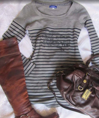 burberry blue label vintage grey striped mini dress