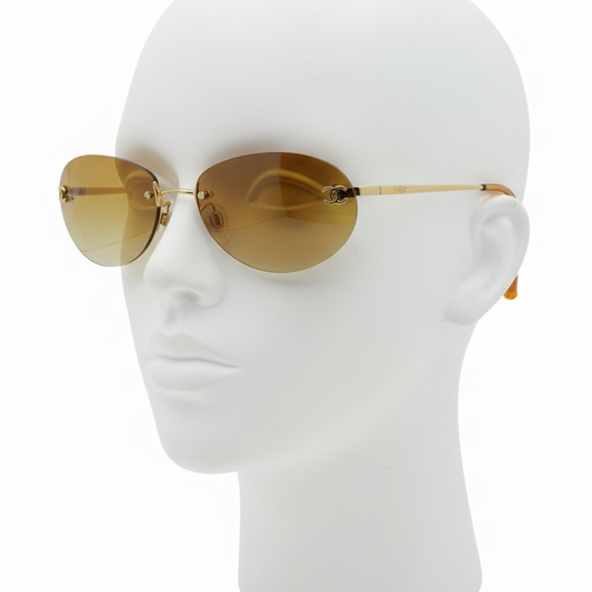 chanel sunshine vintage 2000s rimless sunglasses