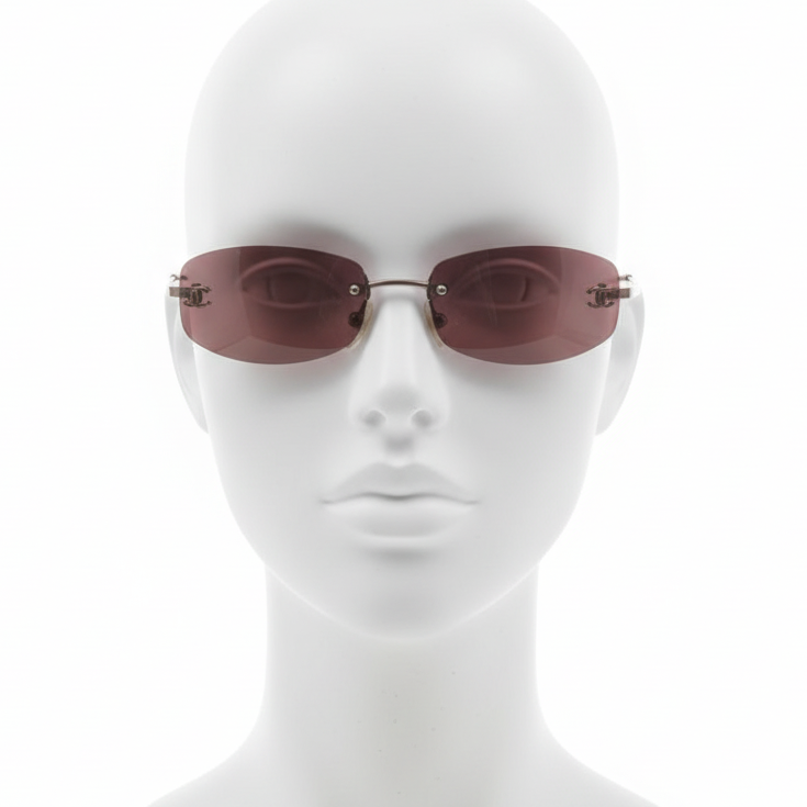 chanel wine red rimless sunglasses