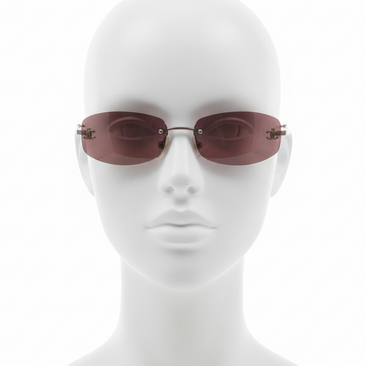 chanel wine red rimless sunglasses