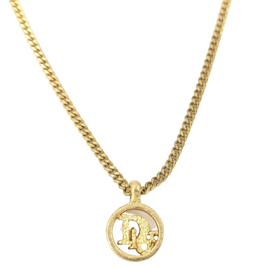 christian dior vintage circle logo necklace