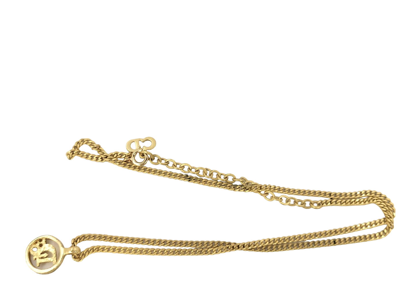 christian dior vintage circle logo necklace