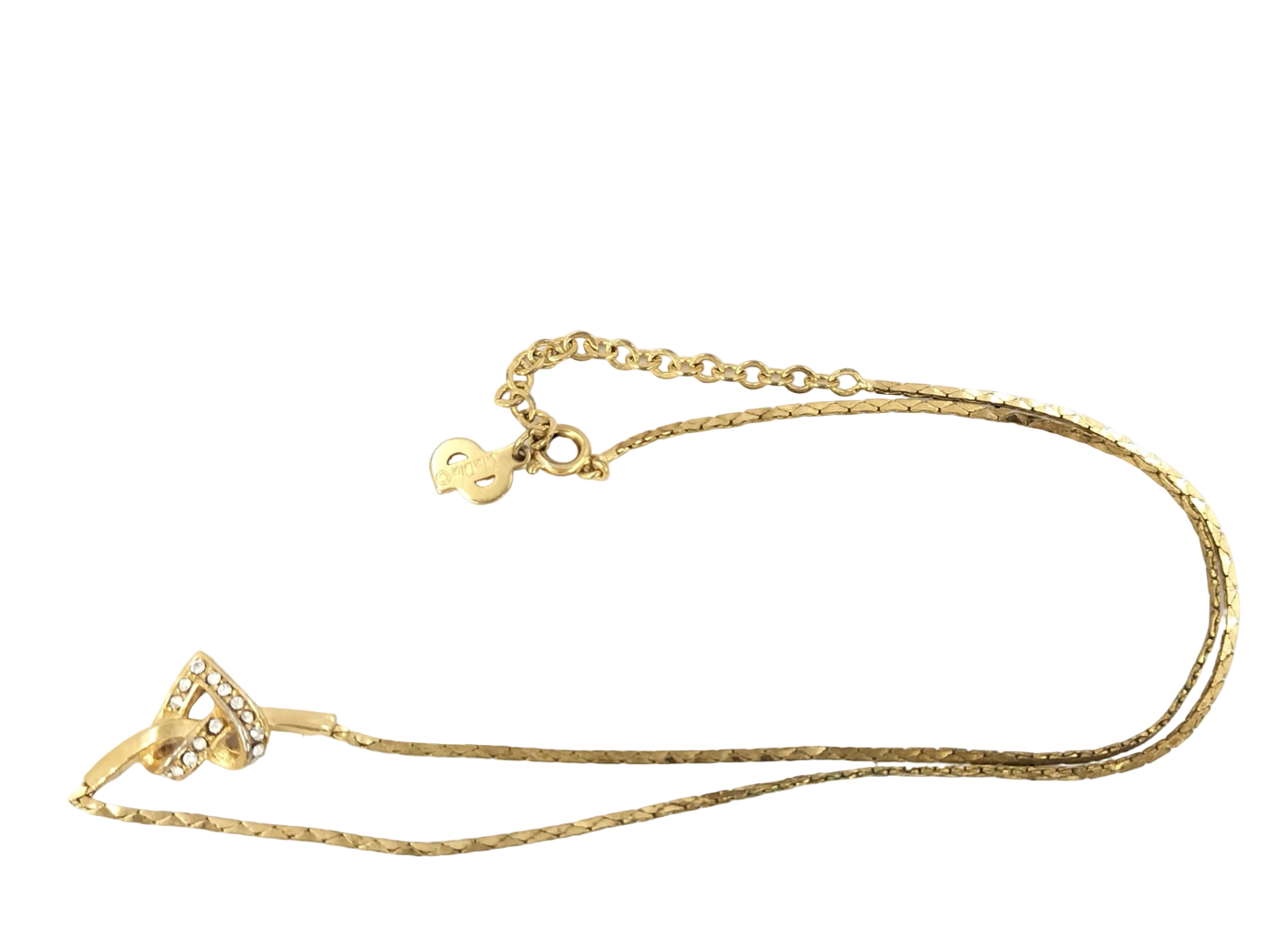 christian dior vintage heart rhinestone necklace