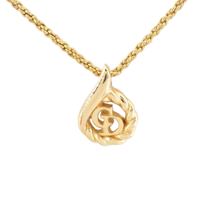 christian dior vintage logo necklace