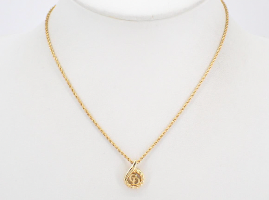 christian dior vintage logo necklace