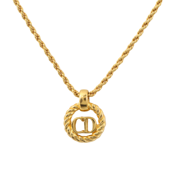 christian dior vintage logo necklace