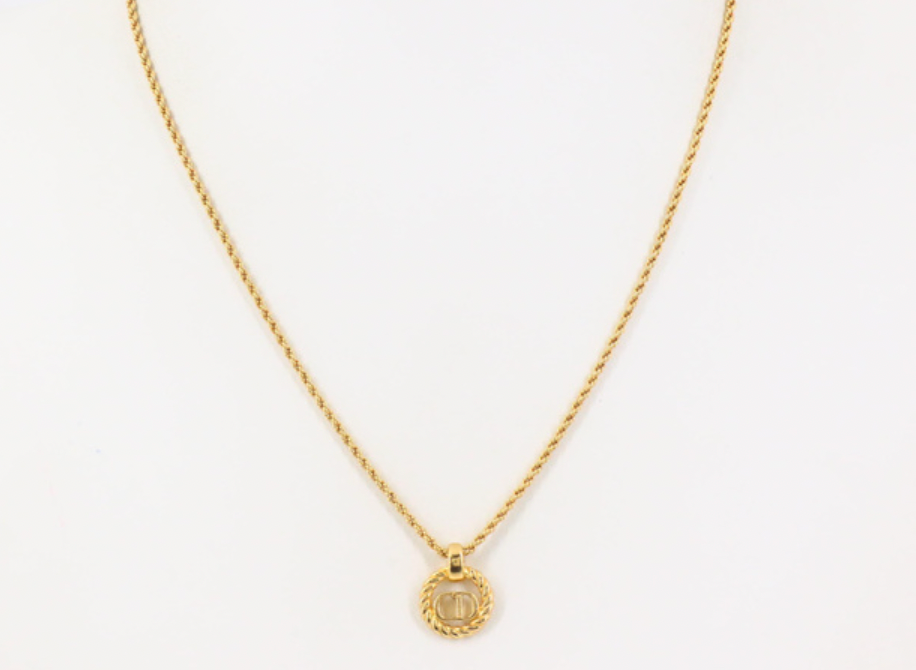 christian dior vintage logo necklace