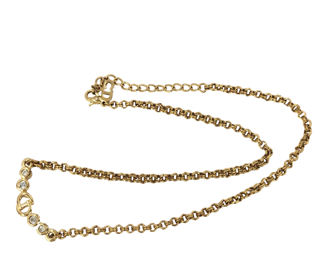 christian dior vintage rhinestone "cd" necklace