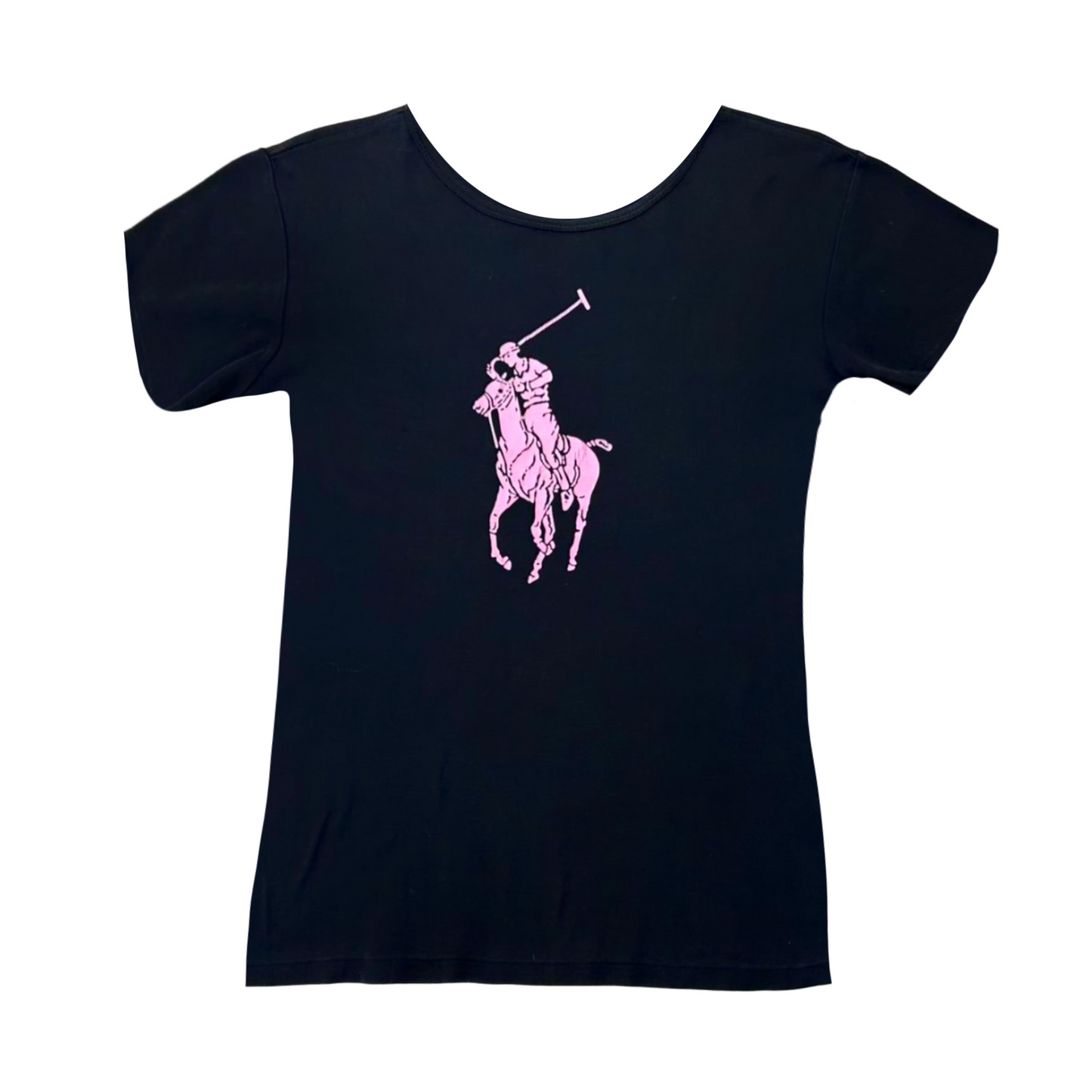 Ralph Lauren Spring 2002 Iconic Pink Pony Tee in Black