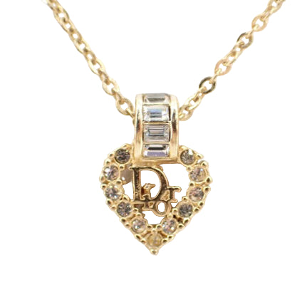 christian dior vintage rhinestone heart necklace